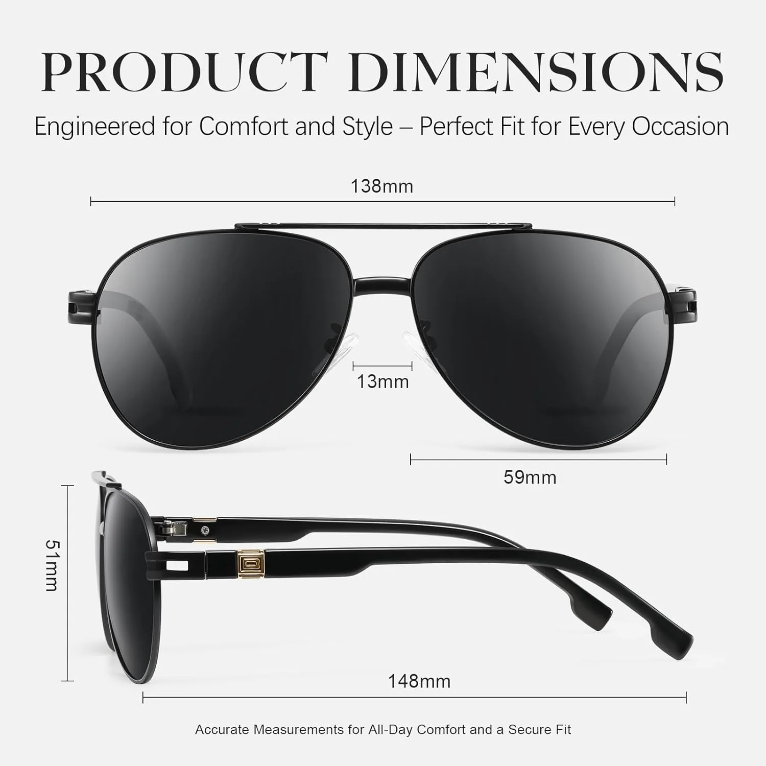 Polarized Aviator Sunglasses for Men Women- Fashion Shades Retro Sun Glasses Driving Fishing Golf UV Protection