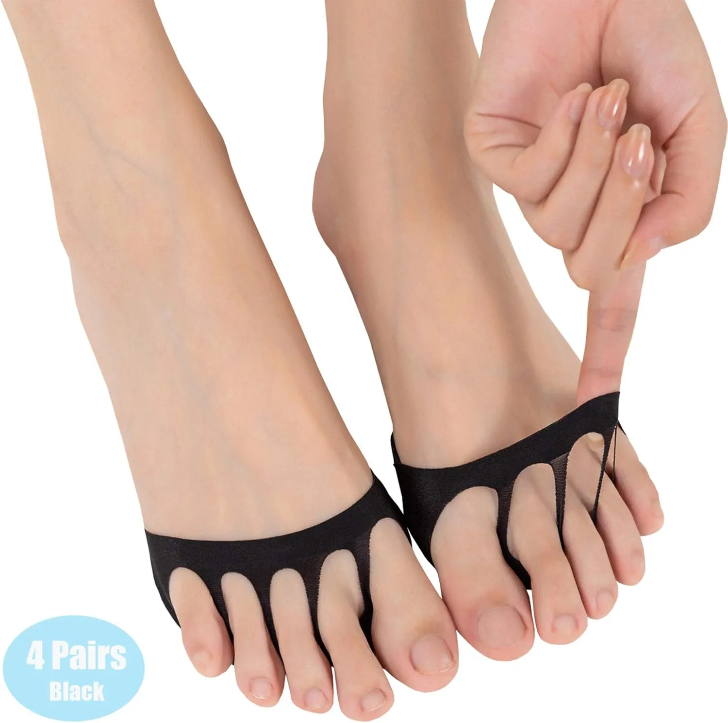Relaxife Toe Topper Liner Socks Sponge Cushion No Show Women's Toeless Half Socks for High Heels Sandals Sling back
