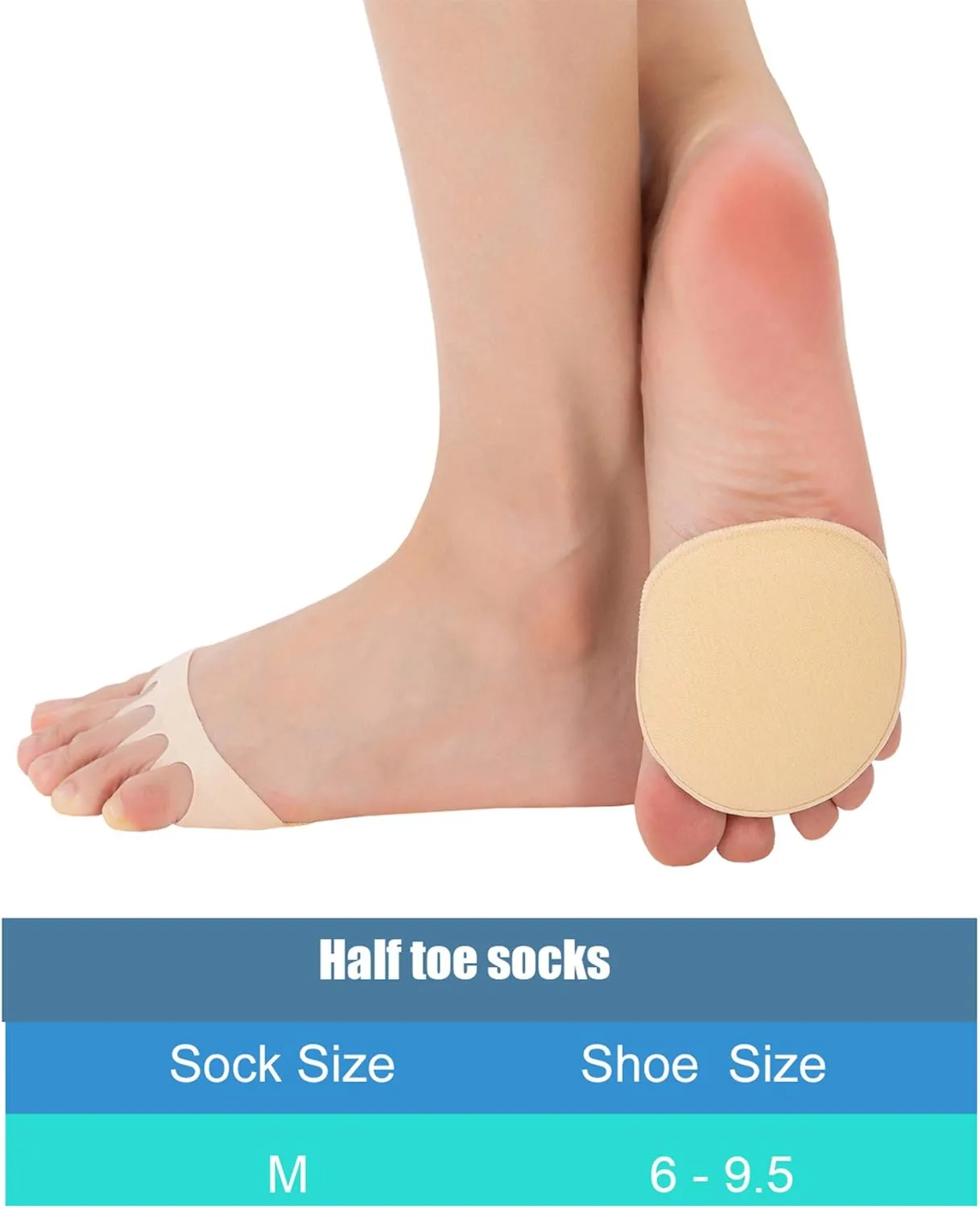 Relaxife Toe Topper Liner Socks Sponge Cushion No Show Women's Toeless Half Socks for High Heels Sandals Sling back