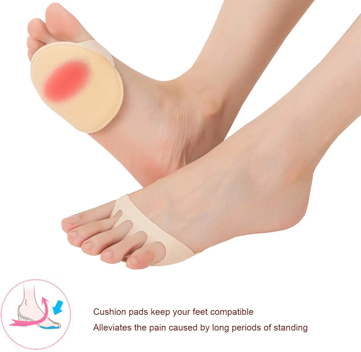 Relaxife Toe Topper Liner Socks Sponge Cushion No Show Women's Toeless Half Socks for High Heels Sandals Sling back