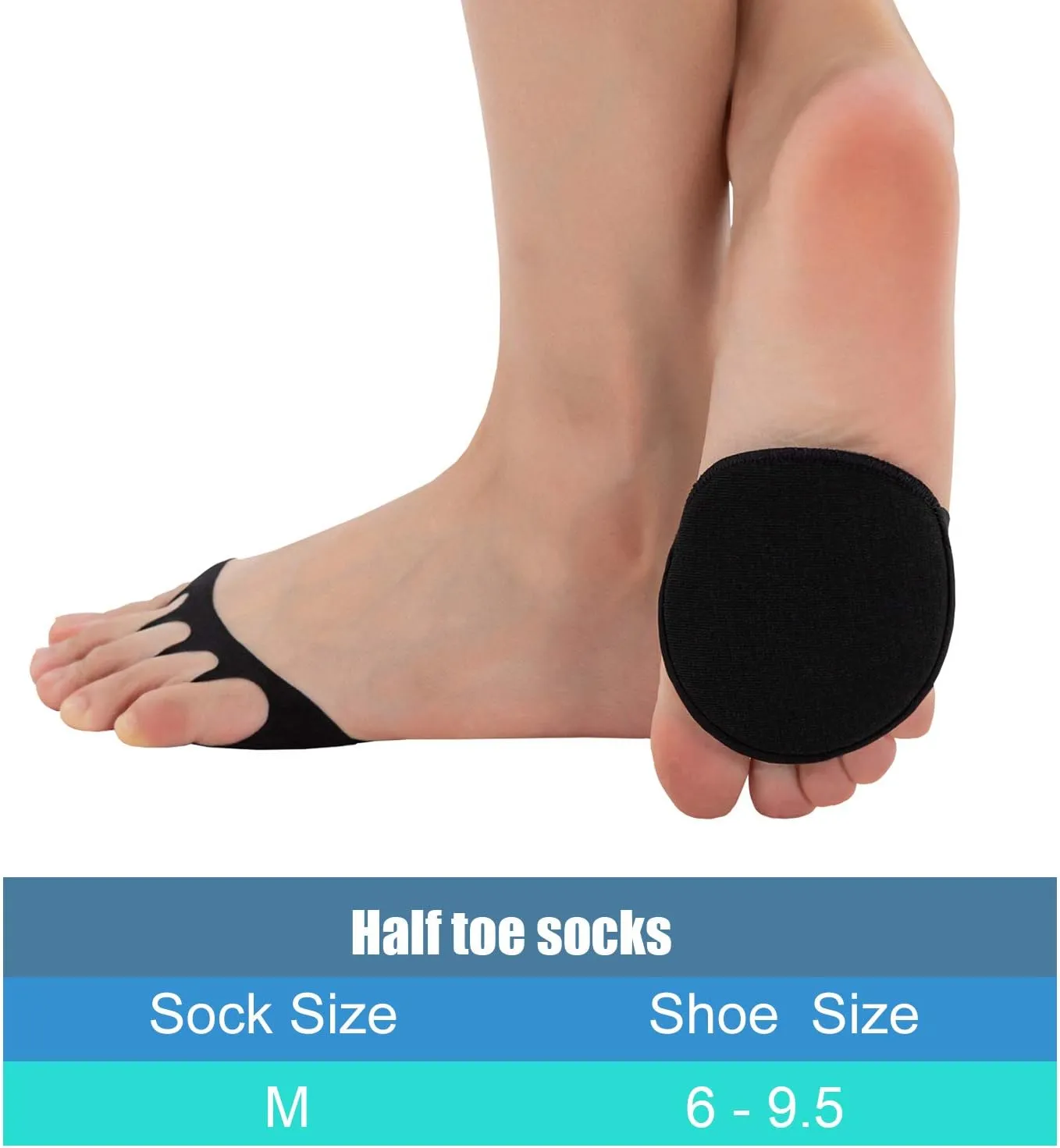 Relaxife Toe Topper Liner Socks Sponge Cushion No Show Women's Toeless Half Socks for High Heels Sandals Sling back