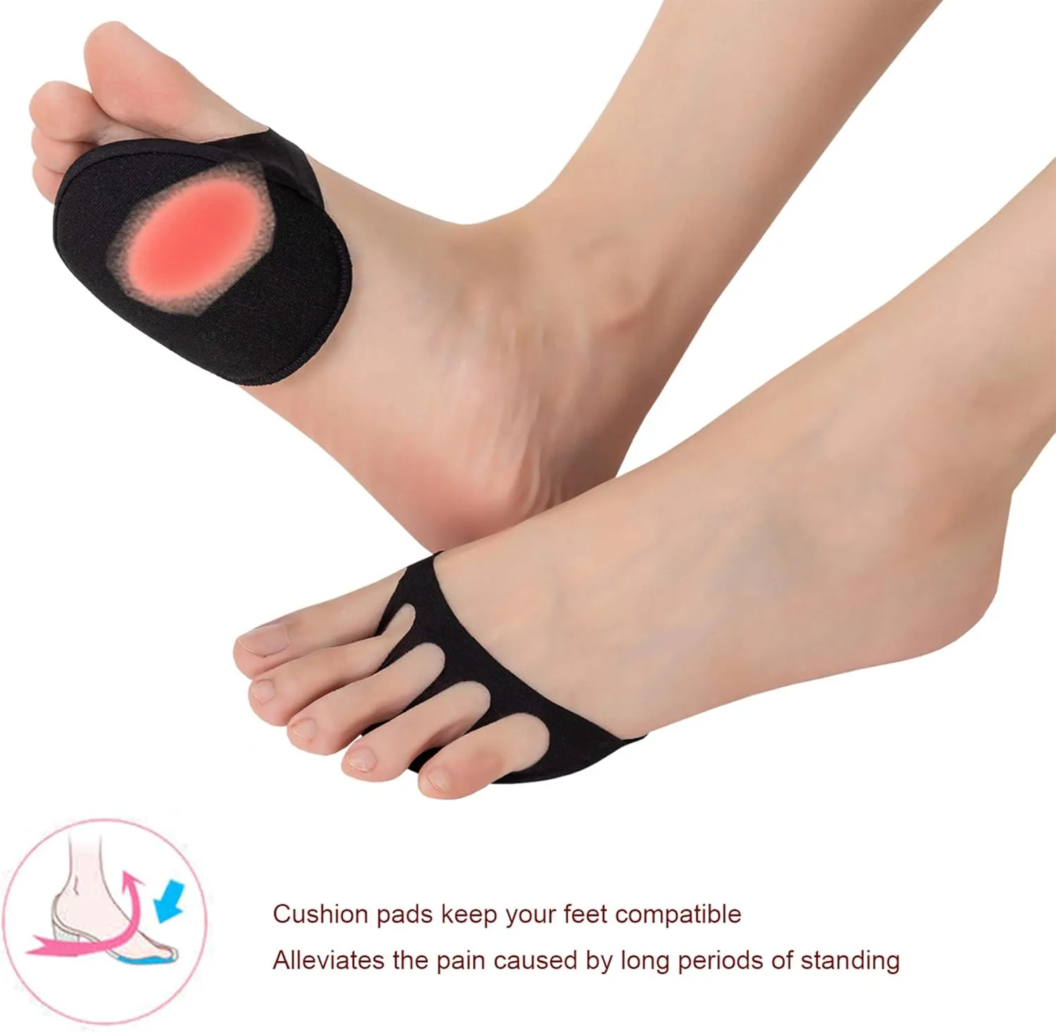 Relaxife Toe Topper Liner Socks Sponge Cushion No Show Women's Toeless Half Socks for High Heels Sandals Sling back