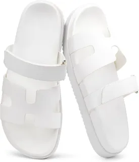 Sandals for Women Open Toe Thick Sole Slide Shoes Comfort Platform Sandals Adjustable Strap Casual Slip on Flats Beach Sandals