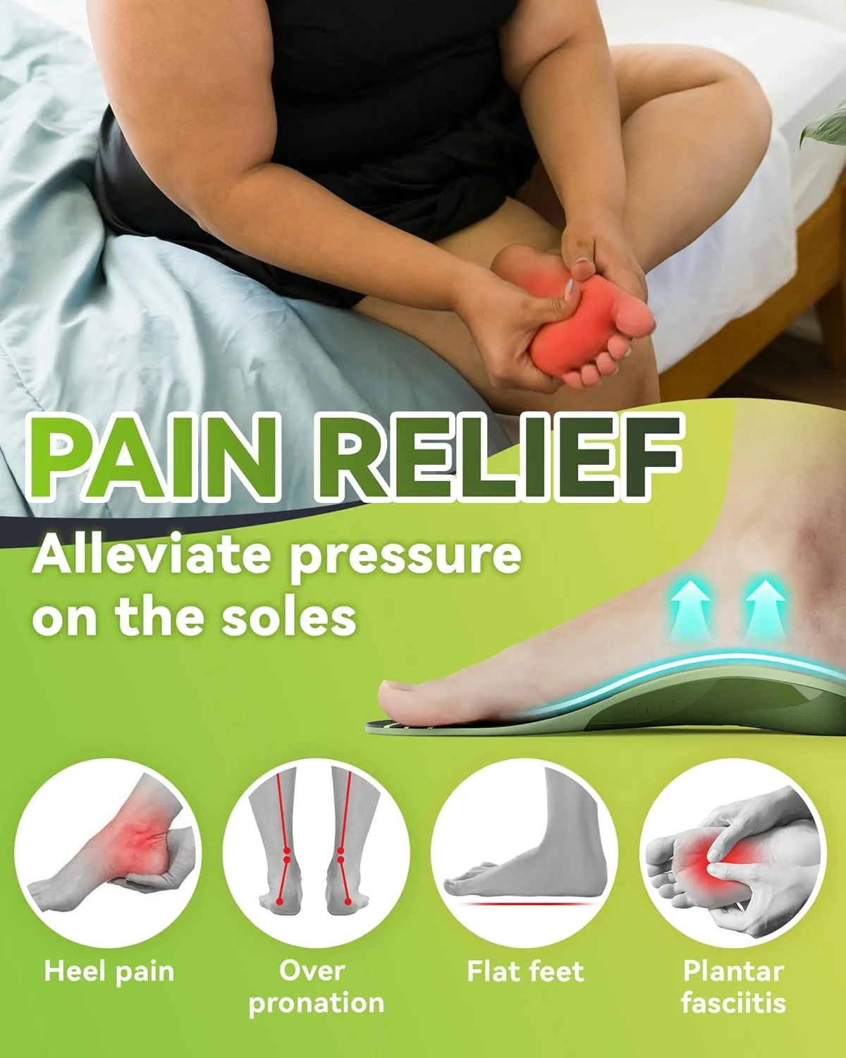Shoe Inserts, DynWalker Bunion Pads,Prevent High Arches,Flat Feet, Plantar Fasciitis, O-Legs, X-Shaped Legs,Men&Women,Suitable for Standing All Day,L