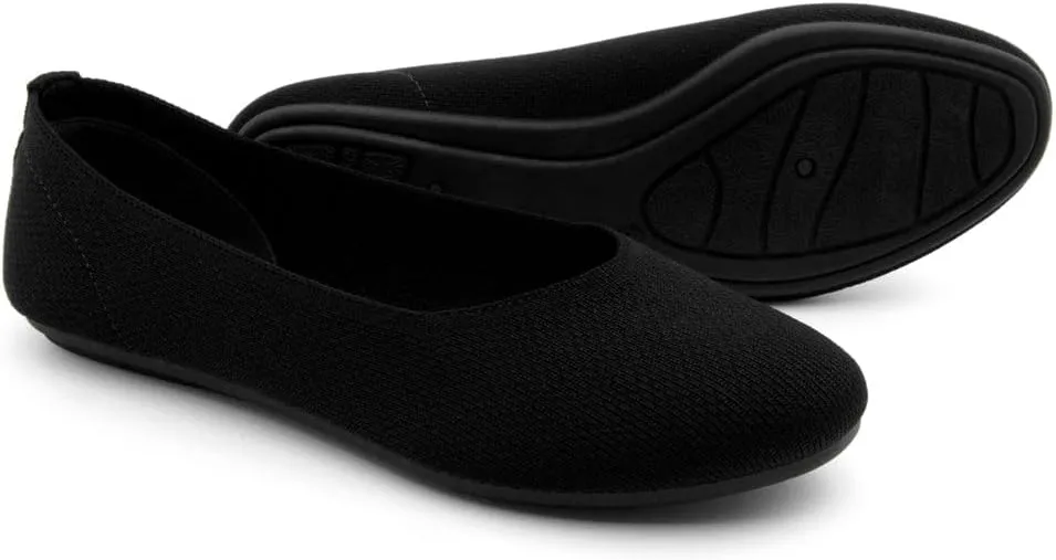 Shoe Land SL-Memory Womens Flats  Round Toe Dressy Ballet Flats, Foldable Slip-On Knit Flat Shoes with Memory Foam, Comfortable for Daily Wear, Work, Office, and Party
