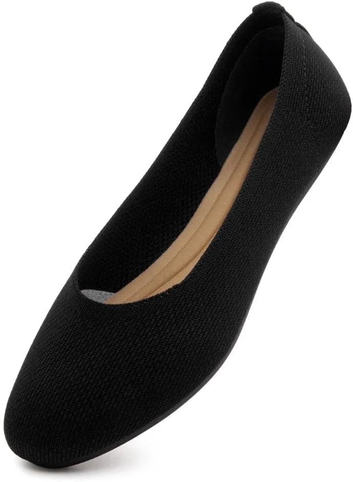 Shoe Land SL-Memory Womens Flats  Round Toe Dressy Ballet Flats, Foldable Slip-On Knit Flat Shoes with Memory Foam, Comfortable for Daily Wear, Work, Office, and Party