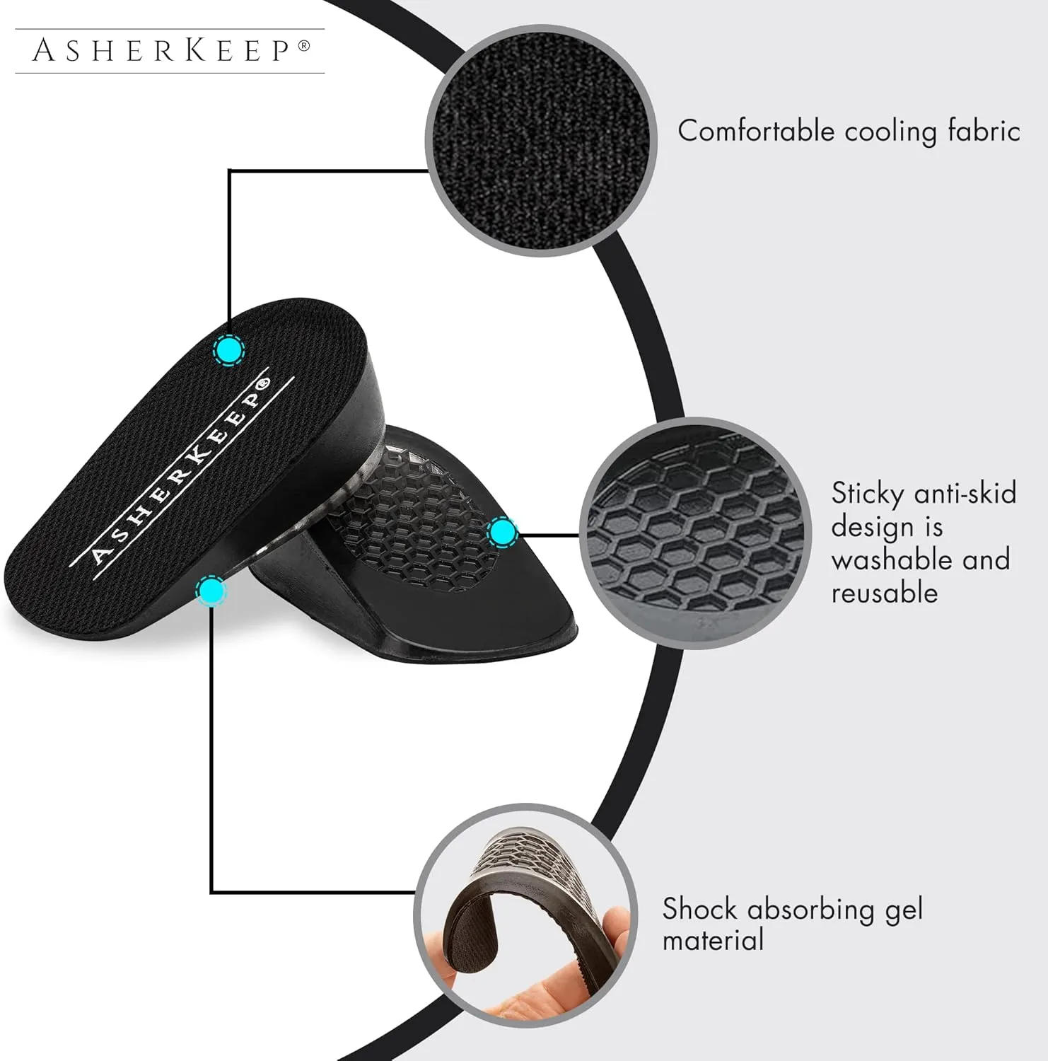 Shoe Lifts Heel Height Insoles - Height Increase Insoles for Men & Women, Invisible Foot Pads Shoe Inserts, Lifts w/Cooling Gel Technology, Honeycomb Design & 3 Height Options (2pcs of 1.5 Inch Lift)