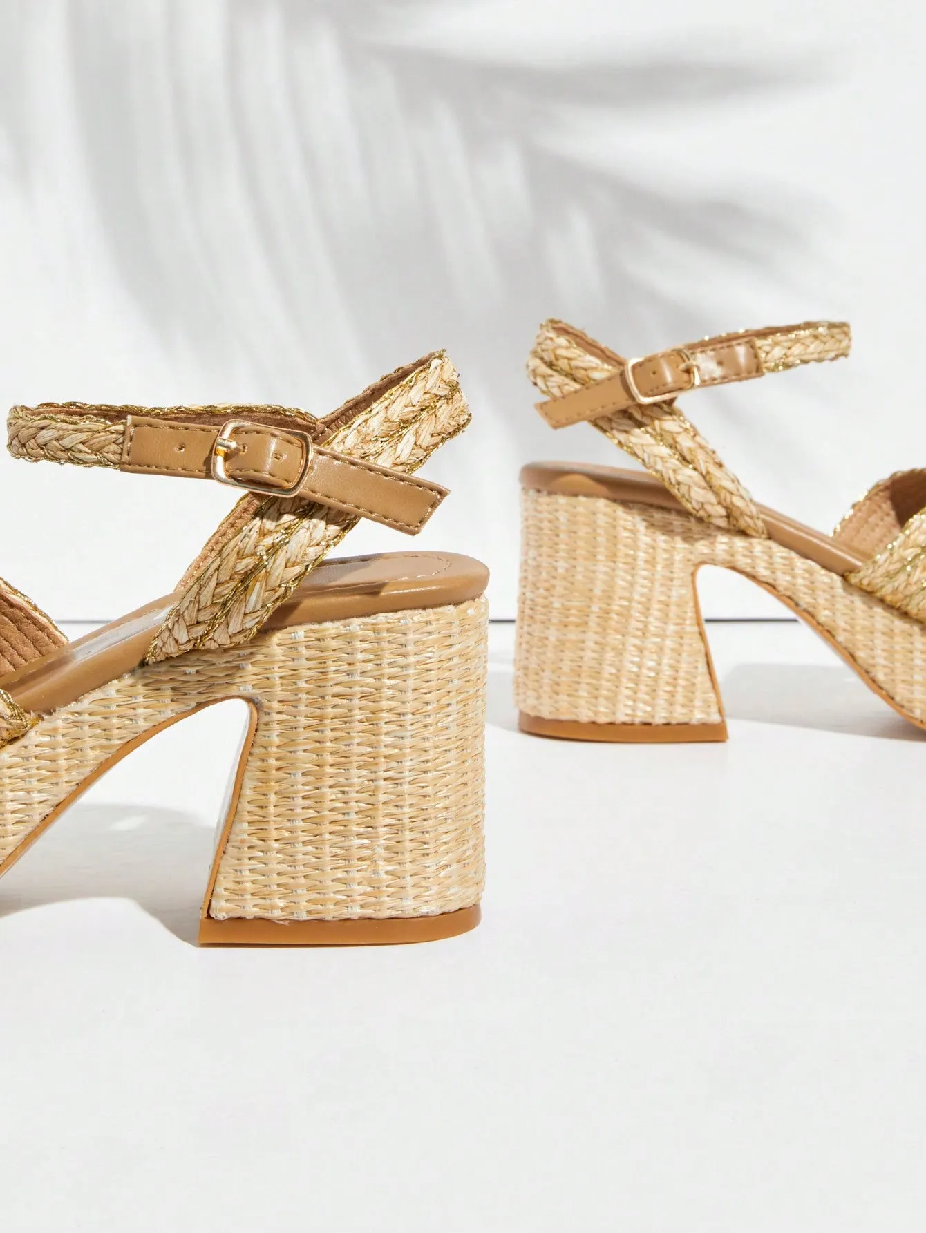 SHUZIA Women's Fashionable Summer Vacation Style High Heel Woven Design Sandals