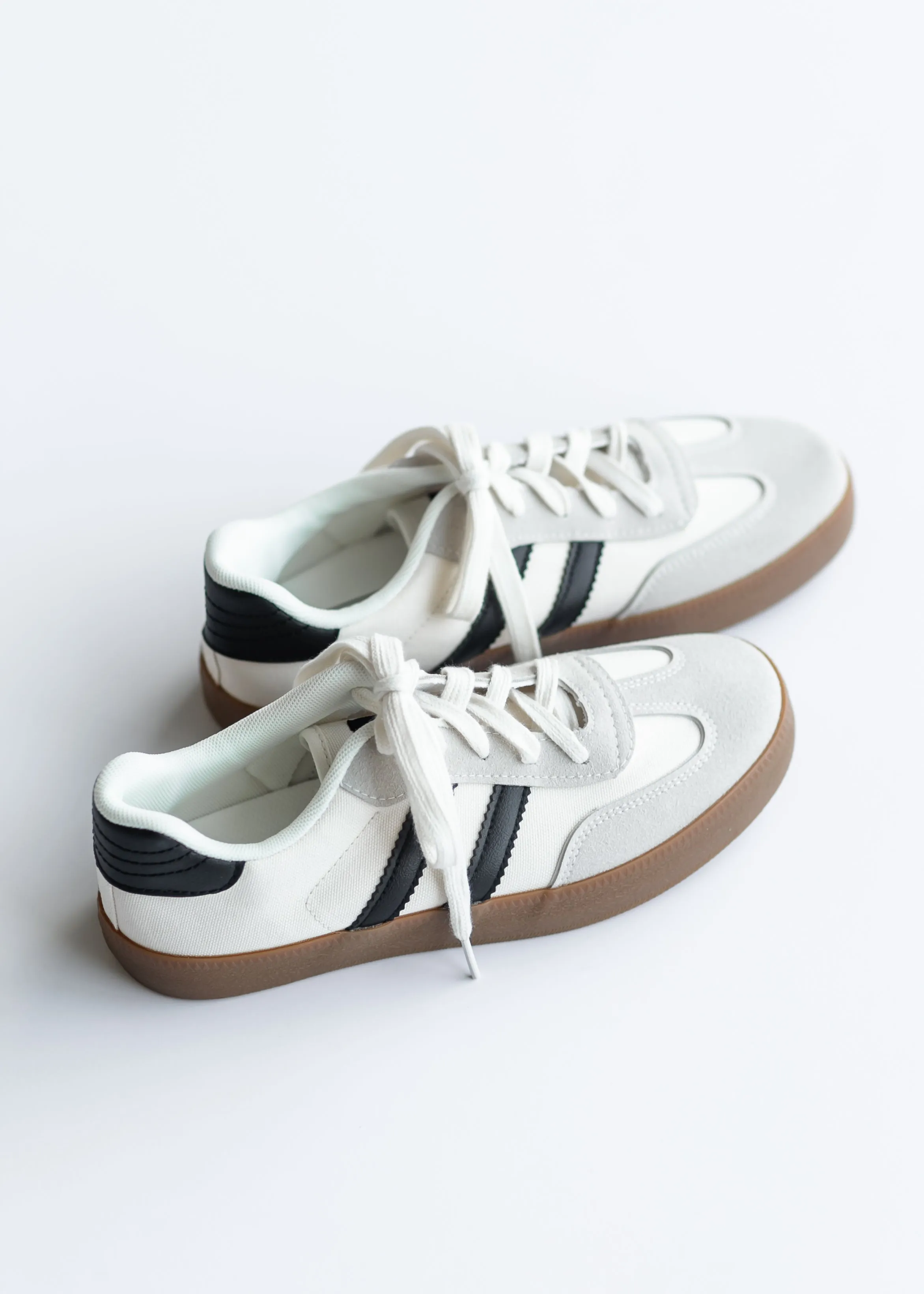 Striped Lace Up Flat Sneakers - FINAL SALE