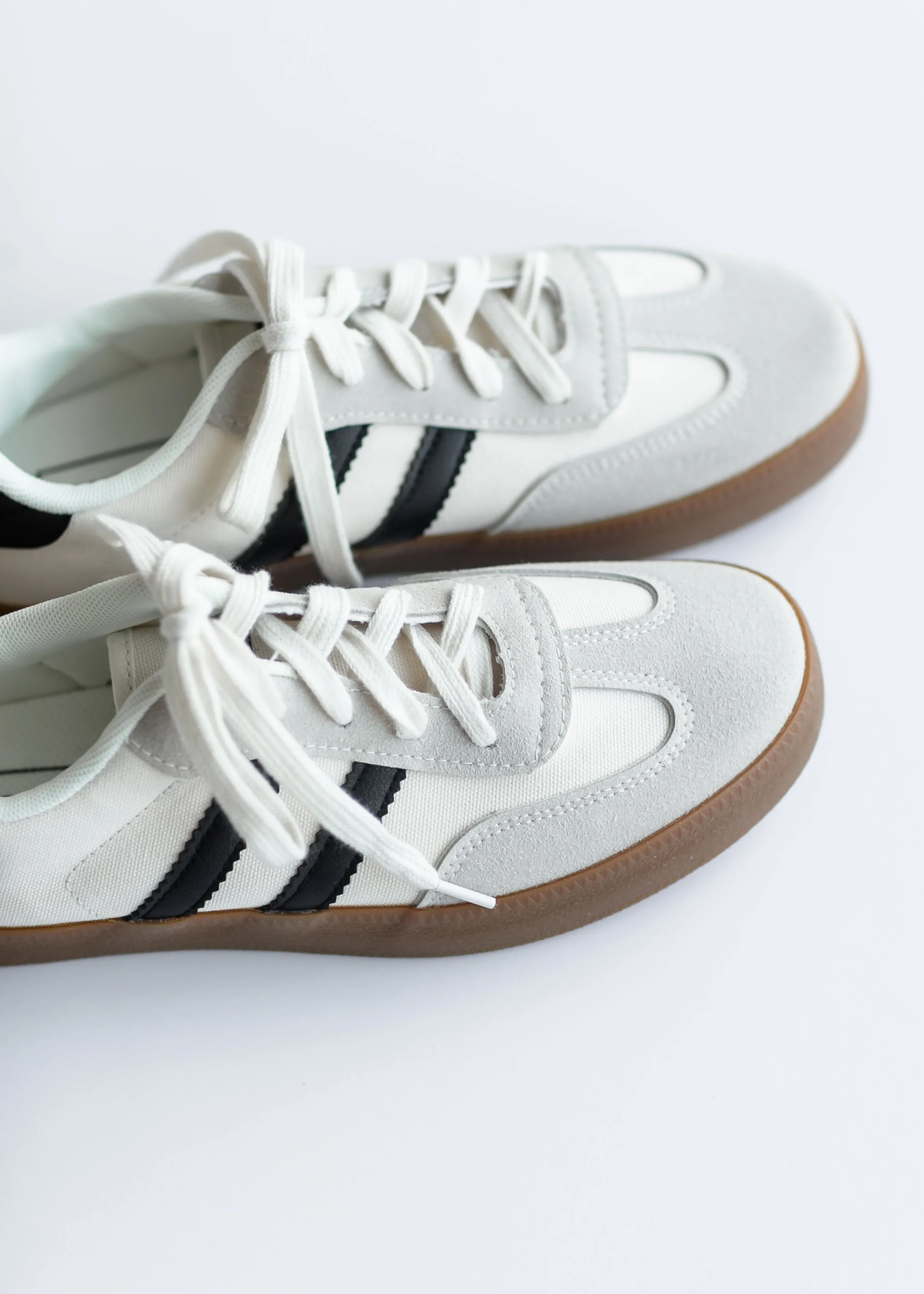 Striped Lace Up Flat Sneakers - FINAL SALE