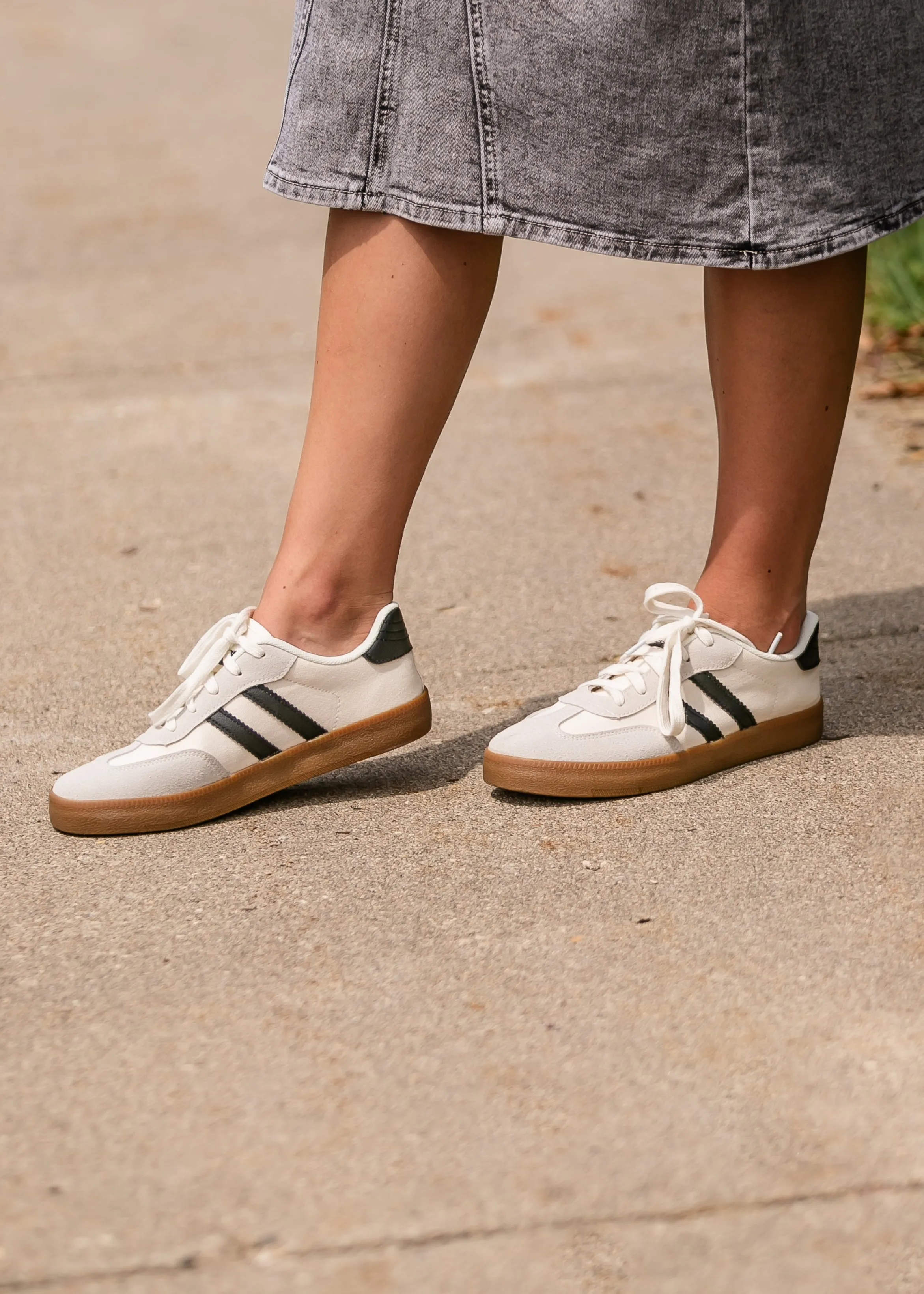 Striped Lace Up Flat Sneakers - FINAL SALE