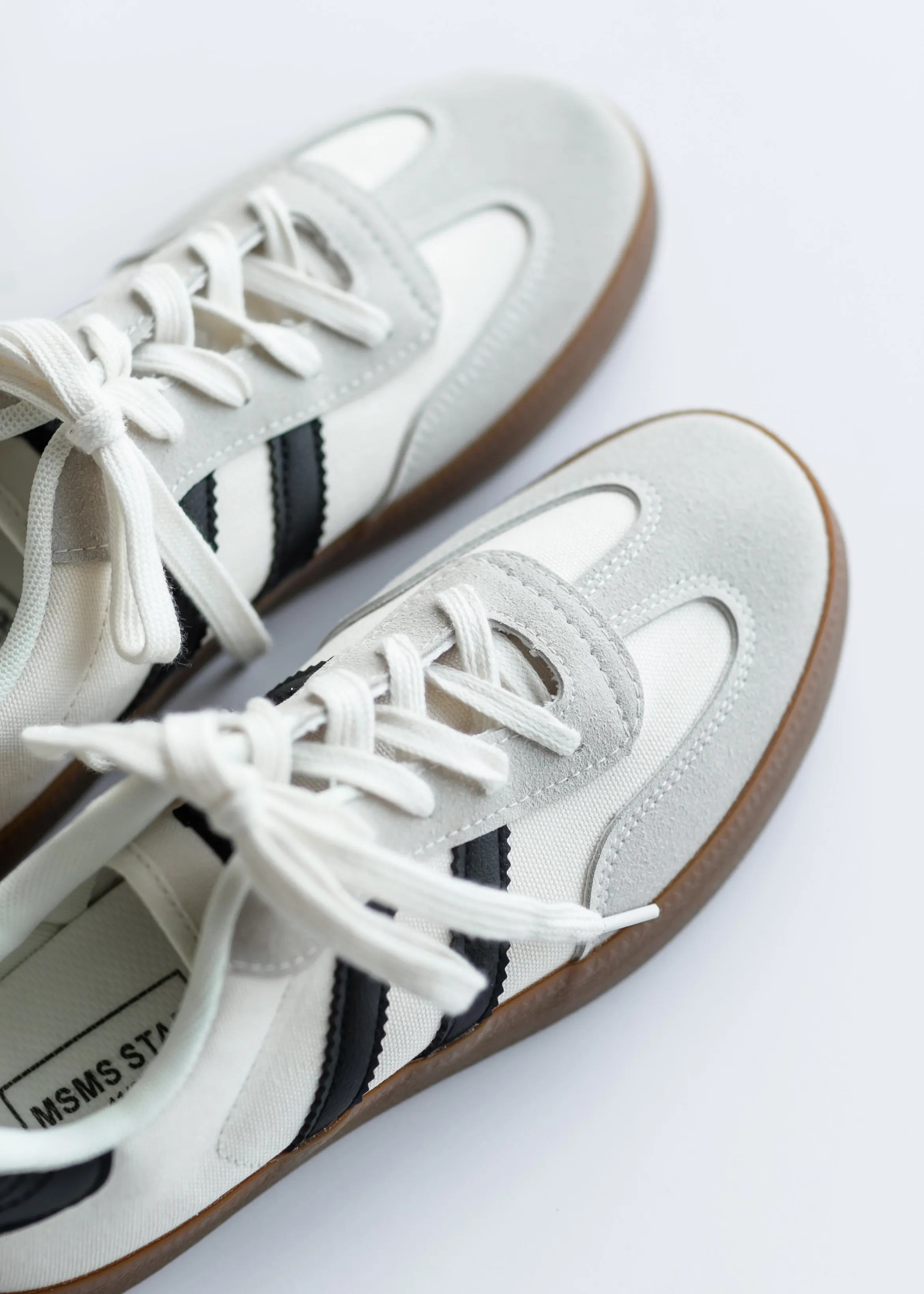 Striped Lace Up Flat Sneakers - FINAL SALE
