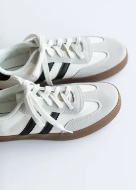 Striped Lace Up Flat Sneakers - FINAL SALE
