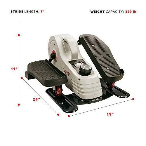 Sunny Health & Fitness Fully Assembled Magnetic Under Desk Elliptical Peddler – SF-E3872, Grey