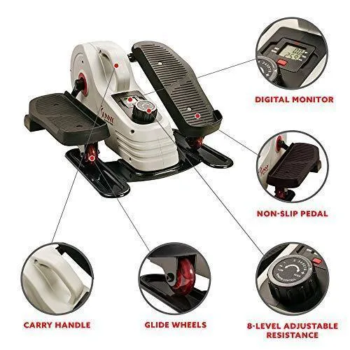 Sunny Health & Fitness Fully Assembled Magnetic Under Desk Elliptical Peddler – SF-E3872, Grey