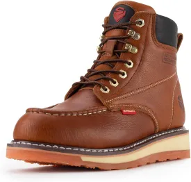 SUREWAY 6 Mens Heavy Duty Steel/Composite/Soft Toe Work Boots for Men,Comfortable & Durable,Goodyear Welt,Full Grain Leather,Oil/Slip Resistant,Wedge Moc Toe Industrial Construction Boots/Shoes