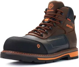 SUREWAY Soft Toe Heavy Duty Waterproof Work Boot, Mens 6" Goodyear Welt Oil/Slip Resistant Dual-Density Comfortable Outsole Leather Construction Industrial Safety Lace Up Work Boots - Brown