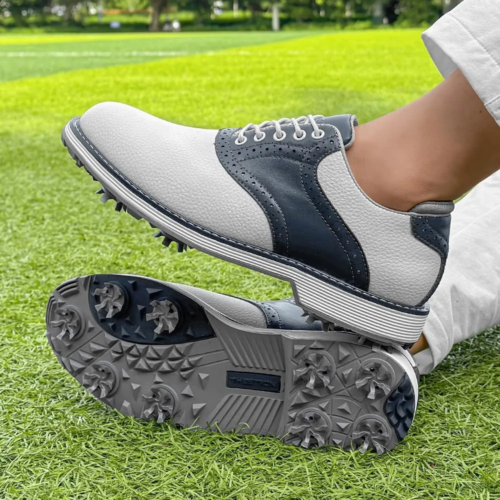 THESTRON Men Golf Shoes Waterproof Professional Golf Footwears Spikes Spikeless Golf Walking Sneakers Turf Sports Golf Training Sneakers for Men