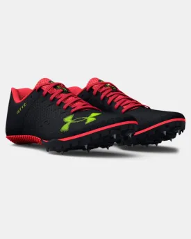 Unisex Adults' UA Kick Sprint 4 Track Spikes - Black/Beta/High Vis Yellow