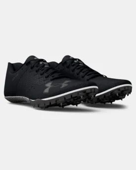 Unisex Adults' UA Kick Sprint 4 Track Spikes - Black/White/Metallic Tin