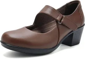 UZB Mary Jane Shoes Women Pumps Leather Heels Casual Work Dress Shoes