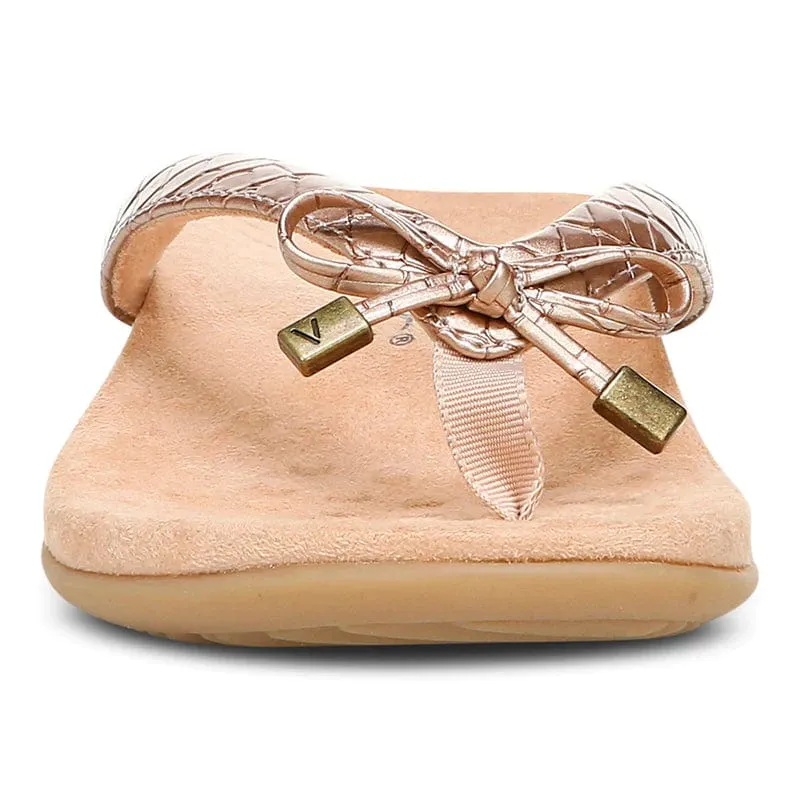 Vionic Women's Bella II Flip Flops- Rose Gold Croc