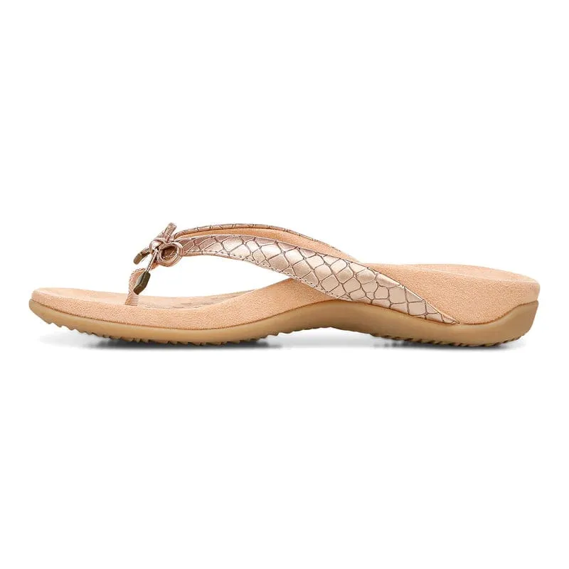 Vionic Women's Bella II Flip Flops- Rose Gold Croc