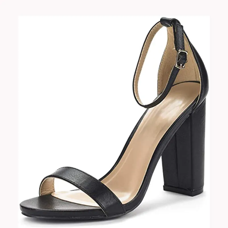 Women’s Suede High Block Heels with Ankle Strap